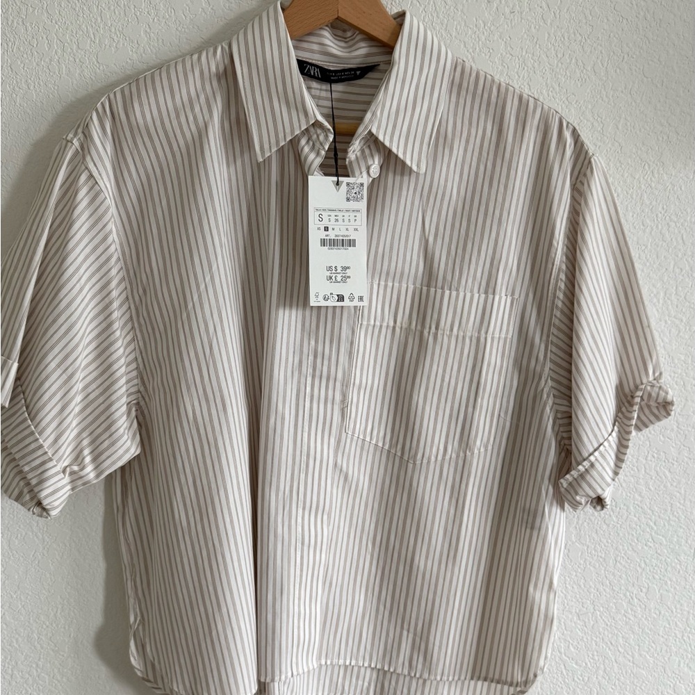 Zara Beige Striped Blouse
